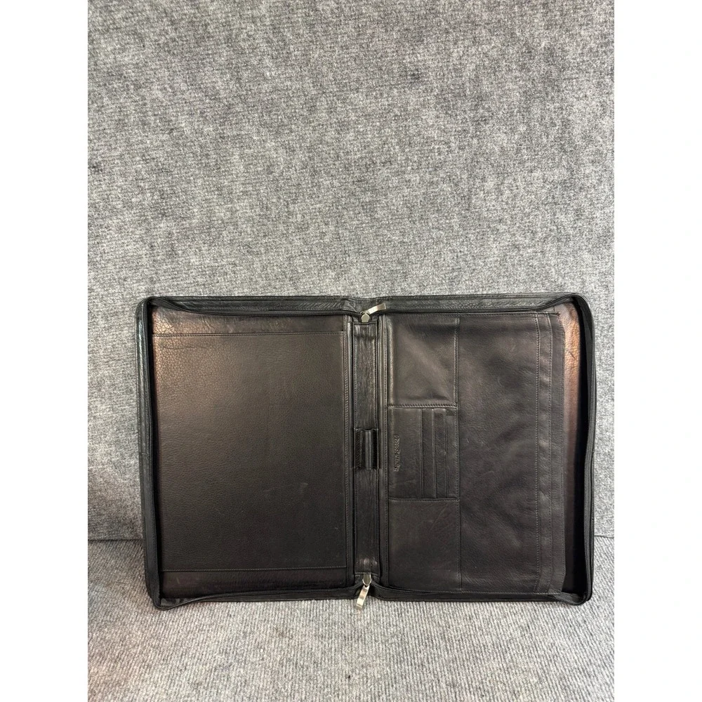 Osgood Marley Black Leather Zip Around Portfolio Organizer Business Folder
